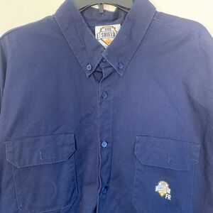 UR Shield FR Flame Resistant Work Shirt Mens 3XL Navy Blue Button Down L Sleeve